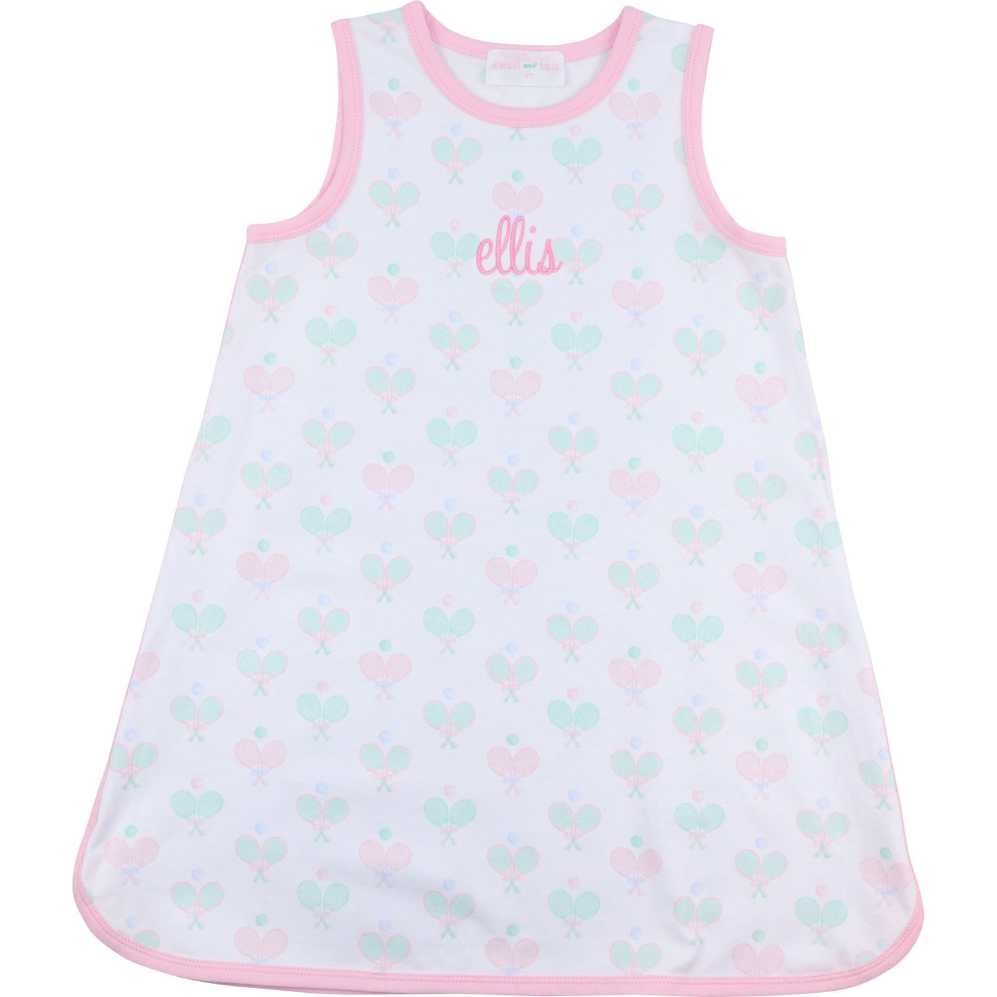 Pink And Mint Tennis Print Knit Play Dress