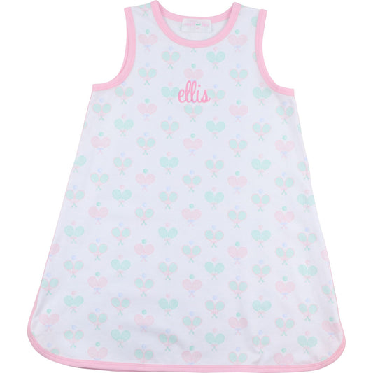 Pink And Mint Tennis Print Knit Play Dress