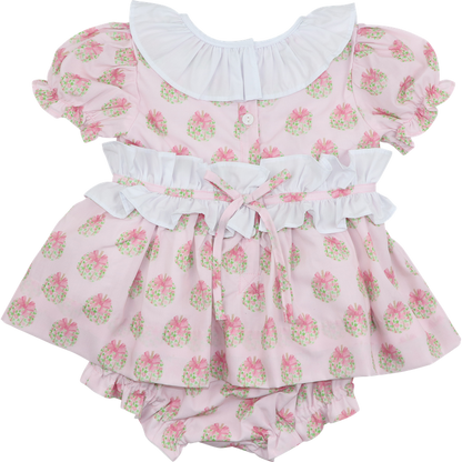 Pink Floral Pumpkin Ruffle Diaper Set