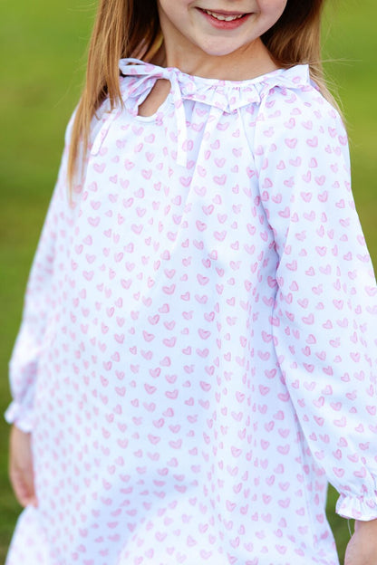 Pink Heart Print Night Gown