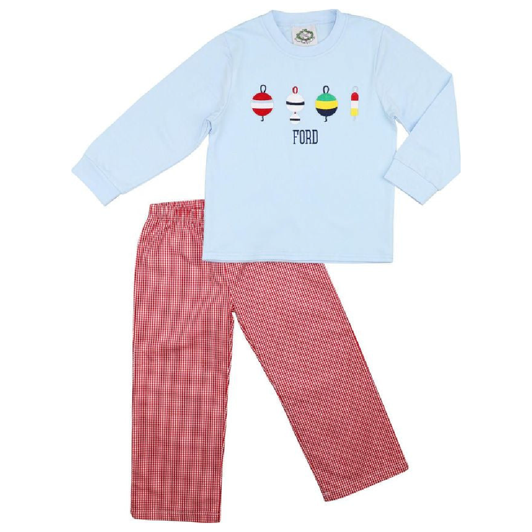 Red Gingham Fishing Bobber Pant Set