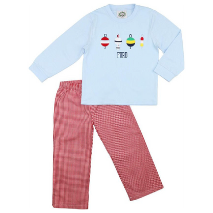 Red Gingham Fishing Bobber Pant Set