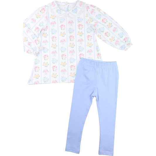 Pastel Floral Bouquet Knit Legging Set  Smocked Threads