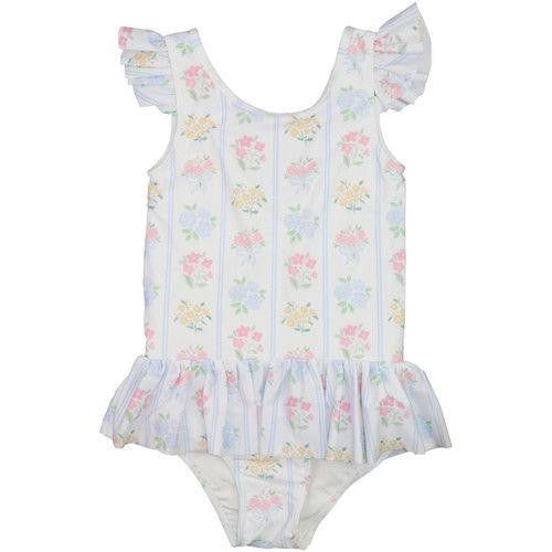 Pastel Floral Bouquet Lycra Swimsuit  Smocked Threads