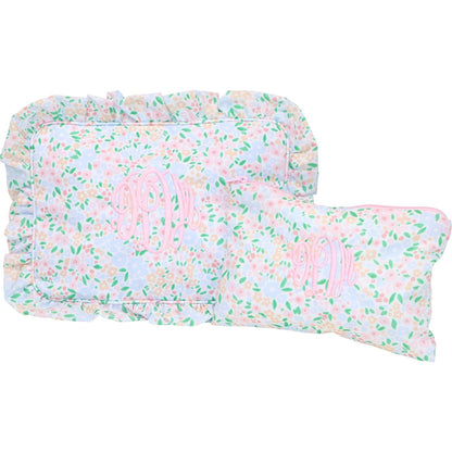 Pastel Floral Lined Zipper Pouch  Monogram