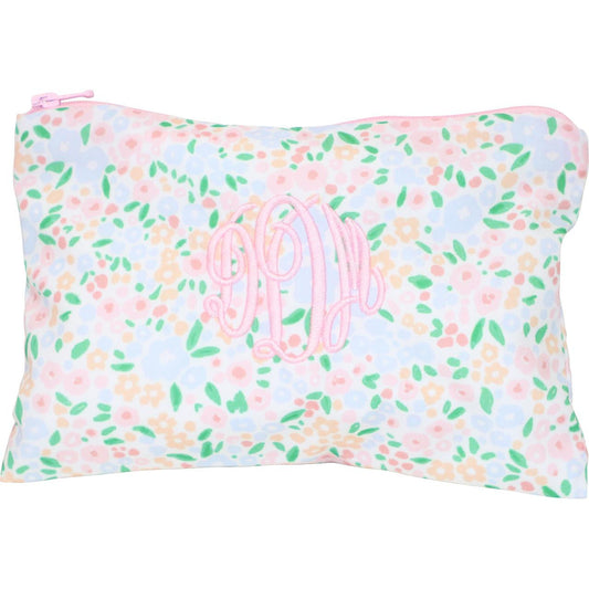 Pastel Floral Lined Zipper Pouch  Monogram