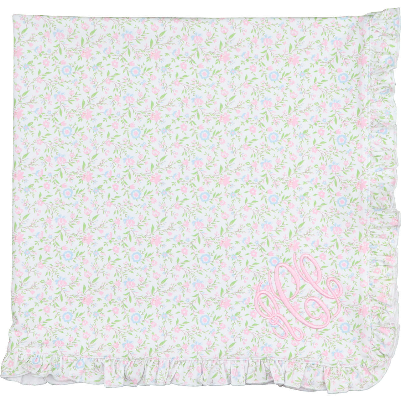 Pastel Floral Print Baby Blanket Smocked Threads