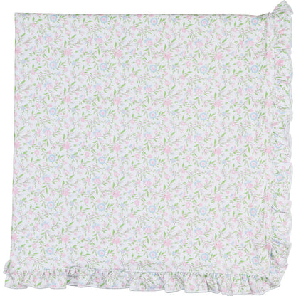 Pastel Floral Print Baby Blanket Smocked Threads