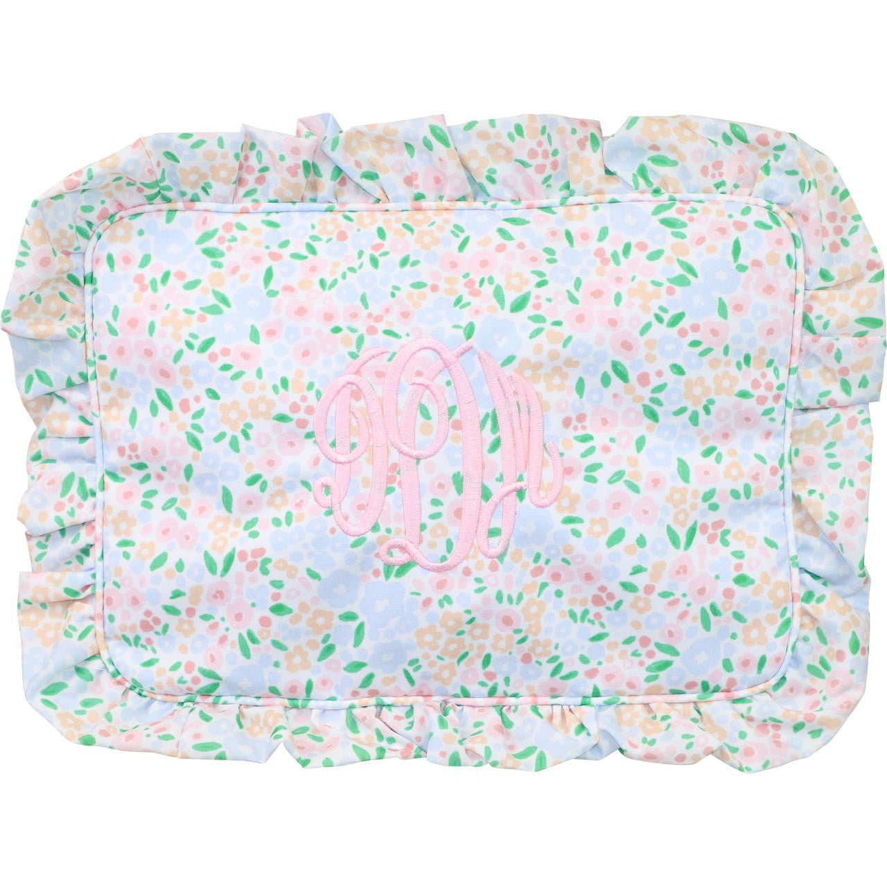 Pastel Floral Ruffle Pouch  Monogram