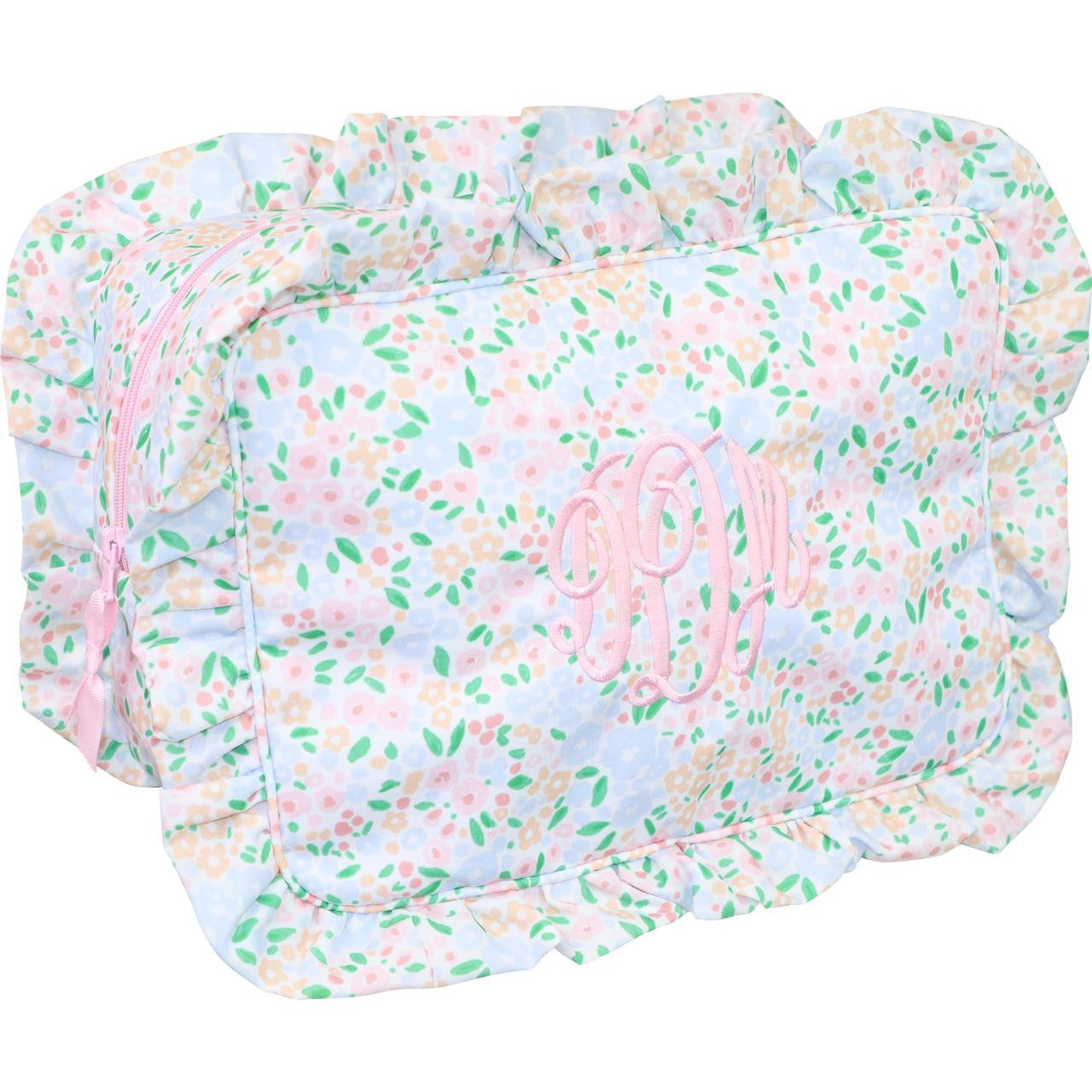 Pastel Floral Ruffle Pouch  Monogram