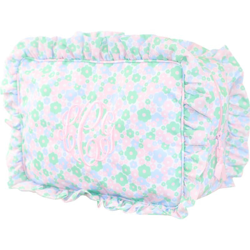 Pastel Flowers Ruffle Pouch  Monogram