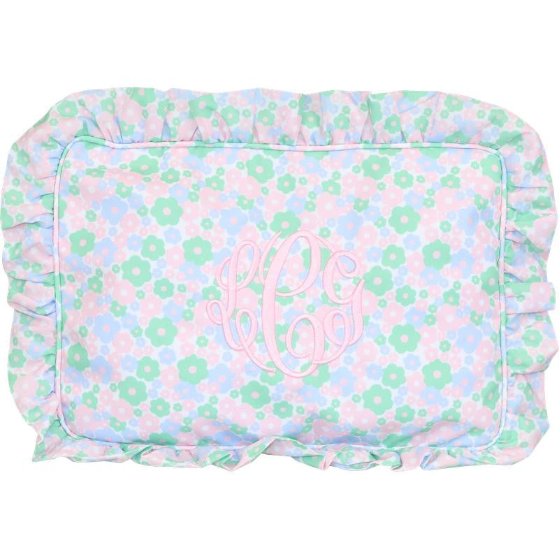 Pastel Flowers Ruffle Pouch  Monogram