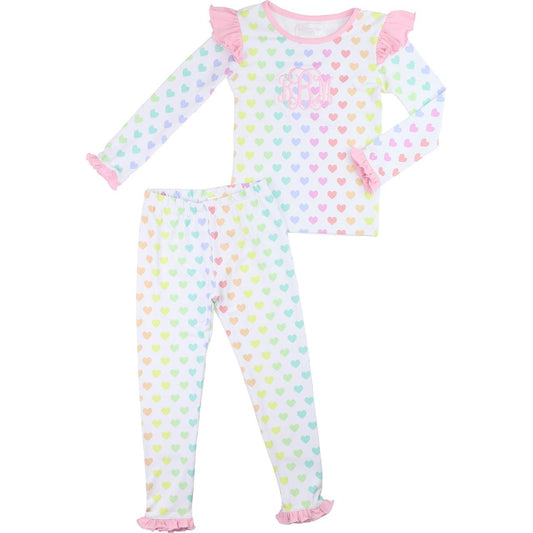 Pastel Hearts Knit Pajamas