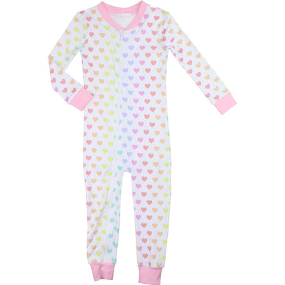 Pastel Hearts Knit Zipper Pajamas   Monogram