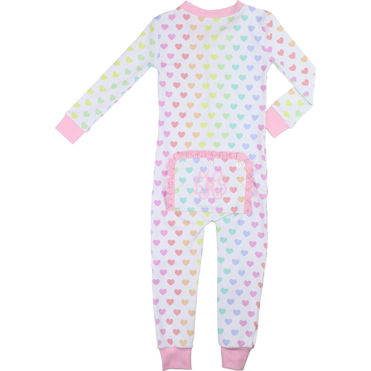 Pastel Hearts Knit Zipper Pajamas   Monogram