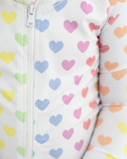 Pastel Hearts Knit Zipper Pajamas   Monogram