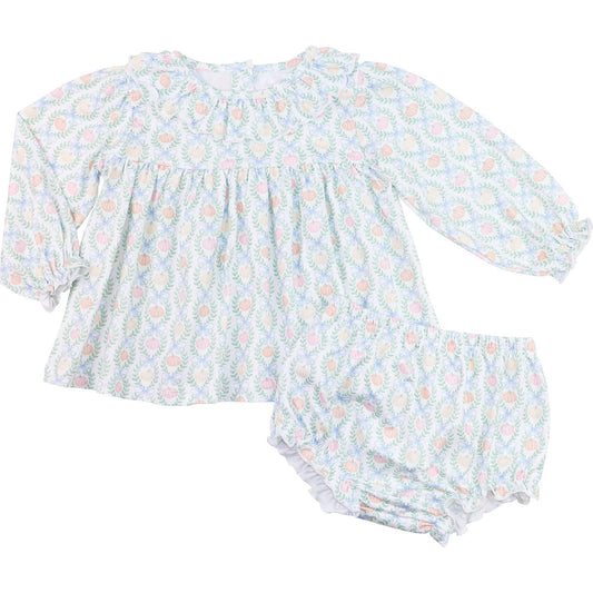 Pastel Pumpkin Print Diaper Set  Smocked Threads