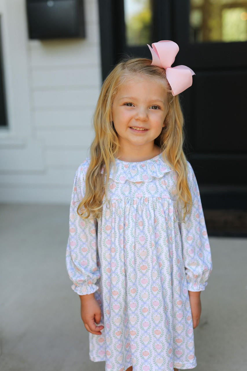 Pastel Pumpkin Print Knit Dress  Smocked Threads