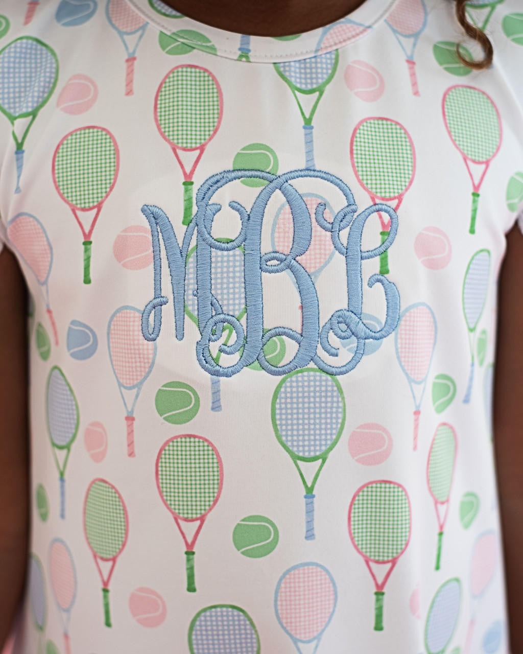 Pastel Tennis Print Knit Dress   Monogram