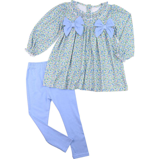 Petite Floral Knit Bow Legging Set  Smocked Threads