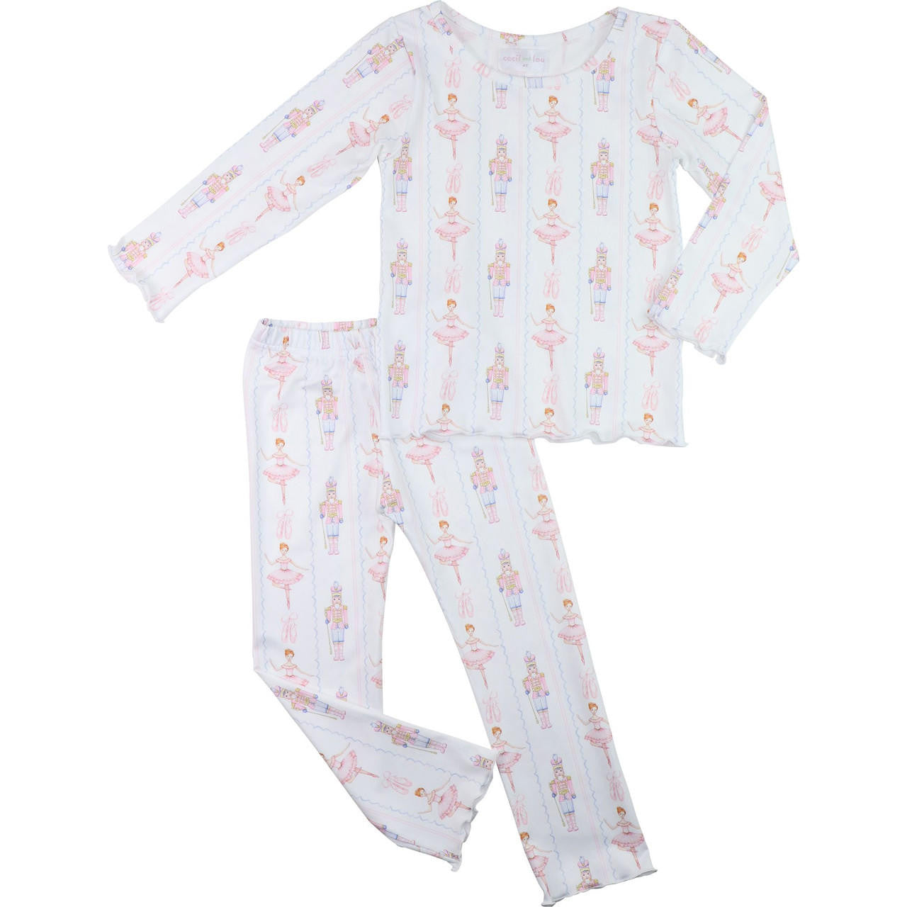 Pink and Blue Ballet Nutcracker Print Knit Pajamas  - Shipping Early November  Smocked Threads