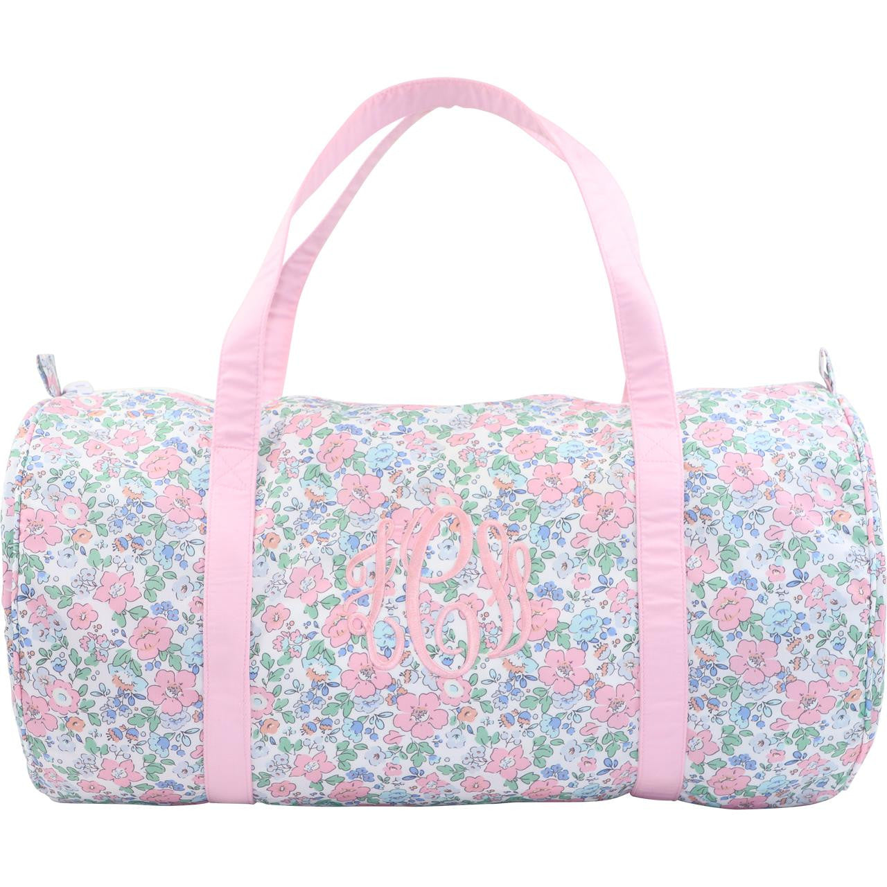 Pink And Blue Floral Duffel Bag  Monogram - Cecil and Lou