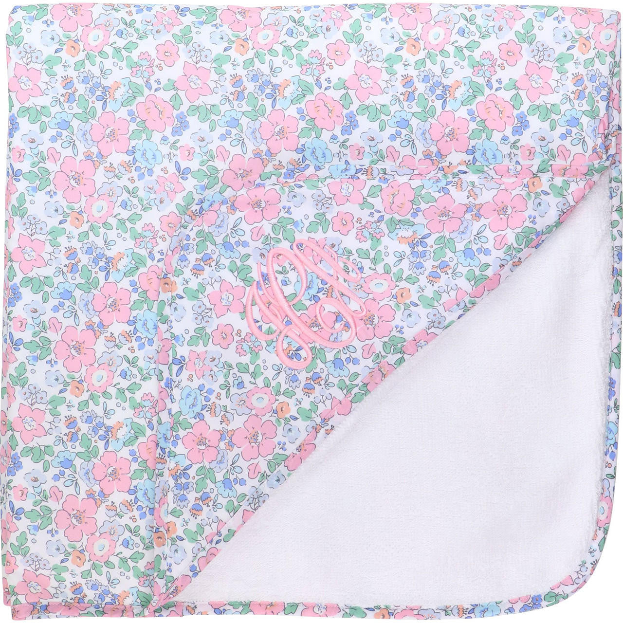 Pink And Blue Floral Hooded Towel  