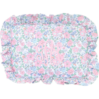 Pink And Blue Floral Zipper Pouch  