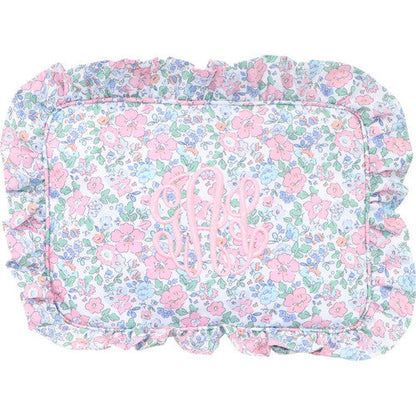 Pink And Blue Floral Zipper Pouch