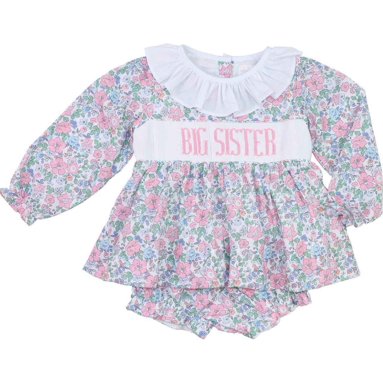 Pink And Blue Liberty Floral Smocked Big Sister Diaper Set  Smocked Threads