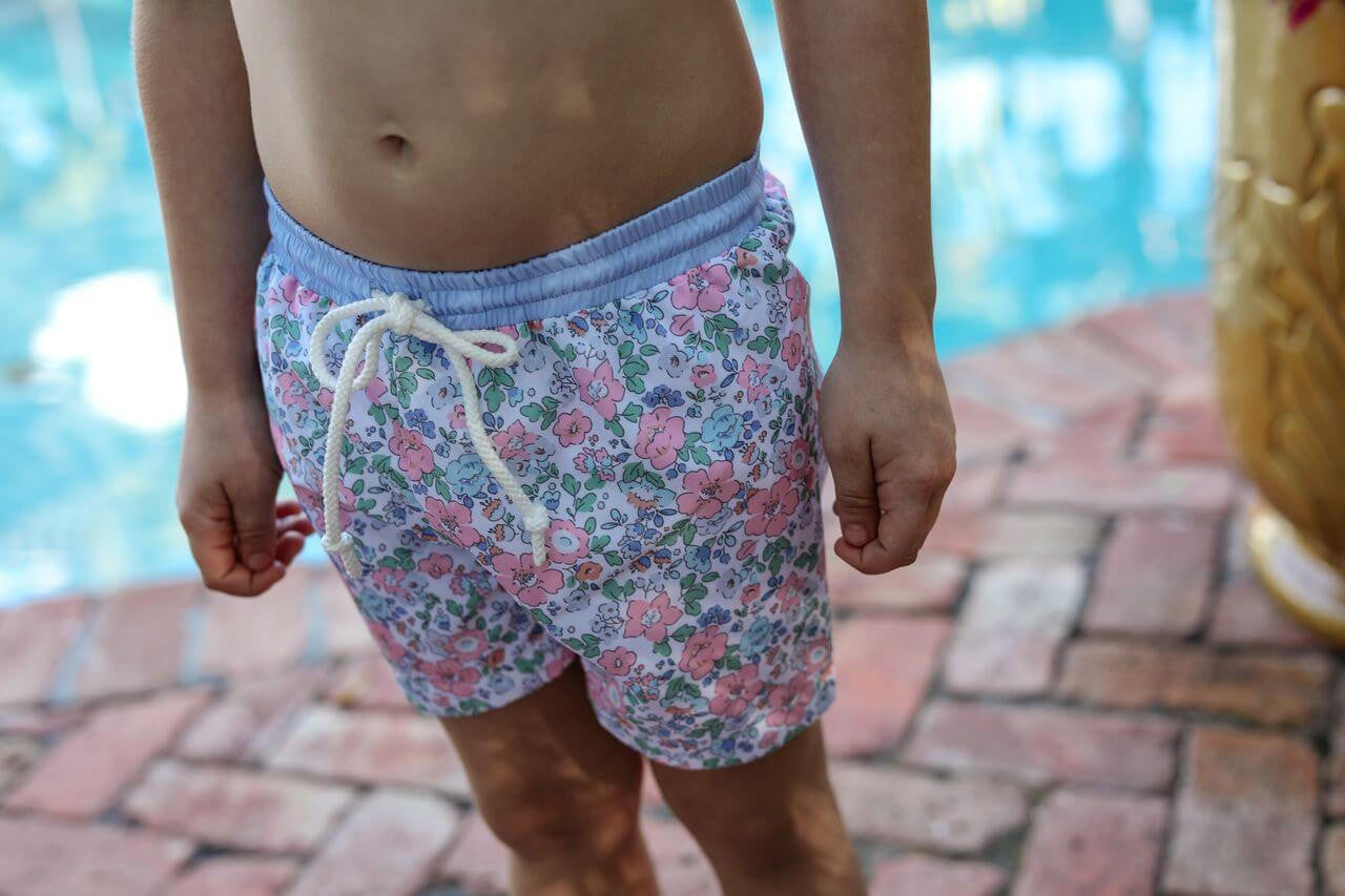 Pink And Blue Liberty Floral Swim Trunks  Smocked Threads