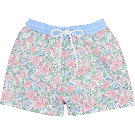 Pink And Blue Liberty Floral Swim Trunks  Smocked Threads