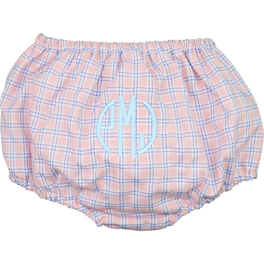 Pink And Blue Windowpane Plaid Swim Bloomer  - Shipping Mid March  Monogram