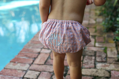 Pink And Blue Windowpane Plaid Swim Bloomer   Monogram