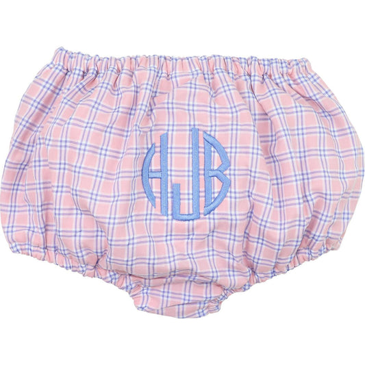 Pink And Blue Windowpane Seersucker Swim Bloomers  Monogram