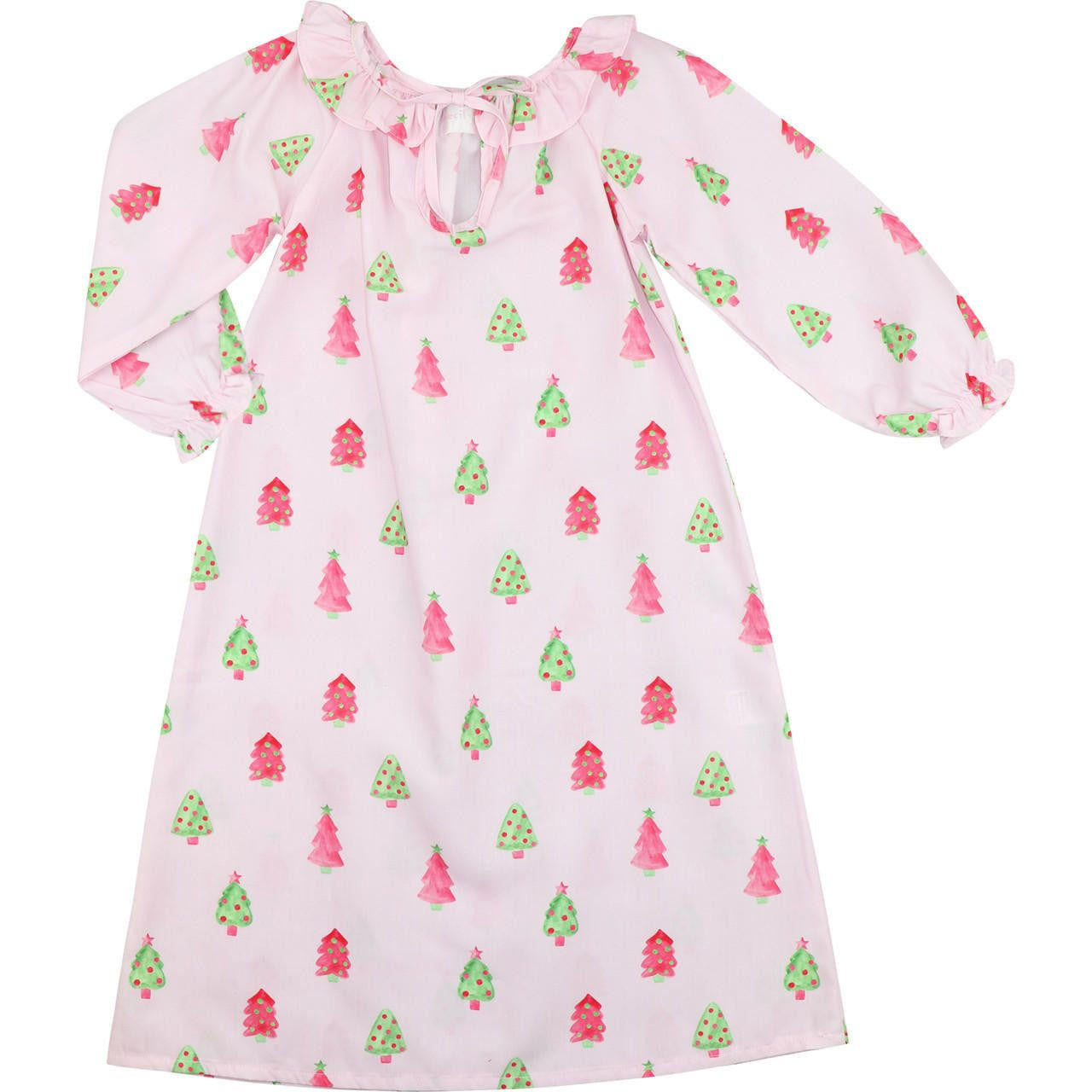 Pink And Green Christmas Tree Nightgown - Shipping Mid October  Smocked Threads