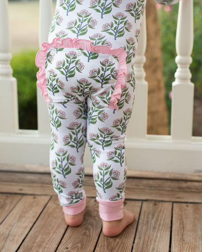 Pink And Green Floral Knit Zipper Pajamas  Smocked Threads