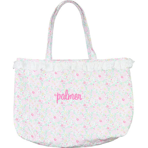 Pink And Green Floral Tote