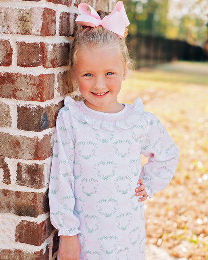 Pink And Green Heart And Bow Smocked Collar Dress   Smocked Threads