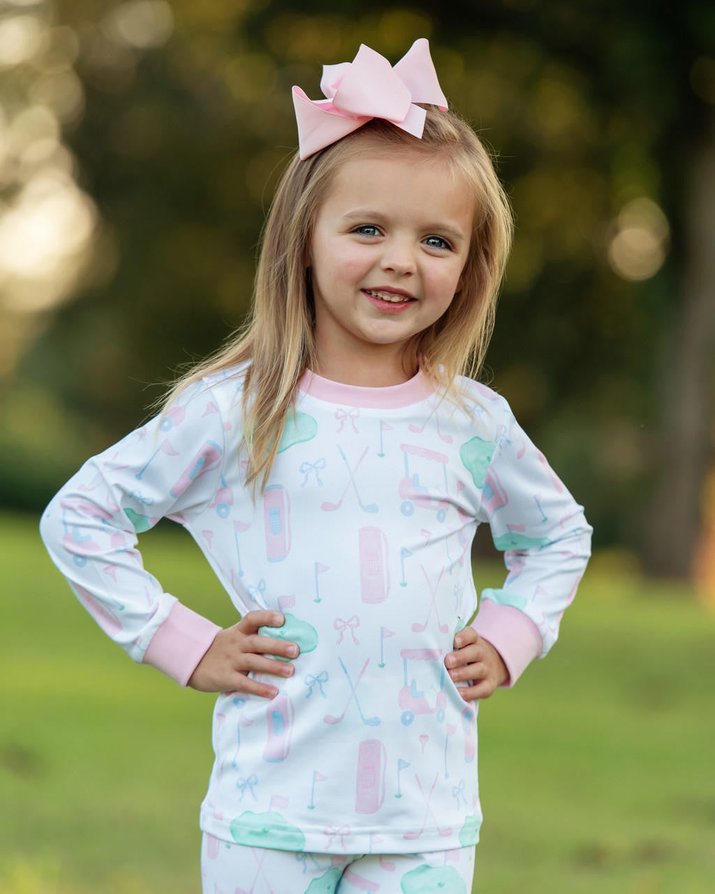 Pink And Green Knit Golf Pajamas  Smocked Threads