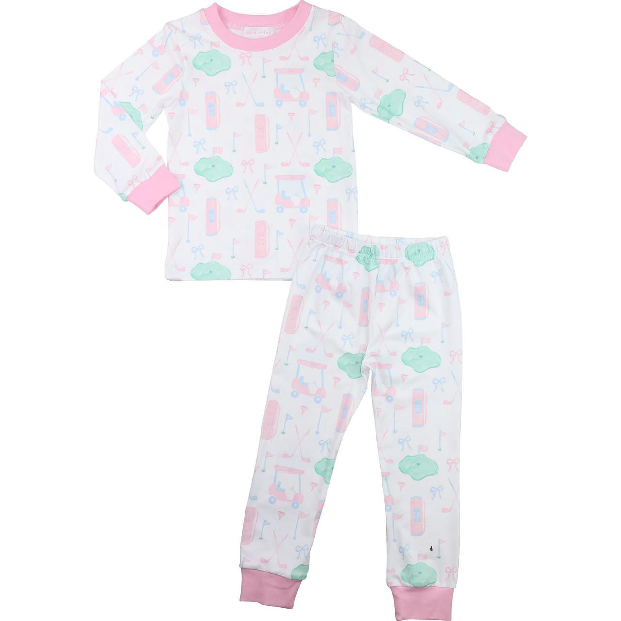 Pink And Green Knit Golf Pajamas  Smocked Threads