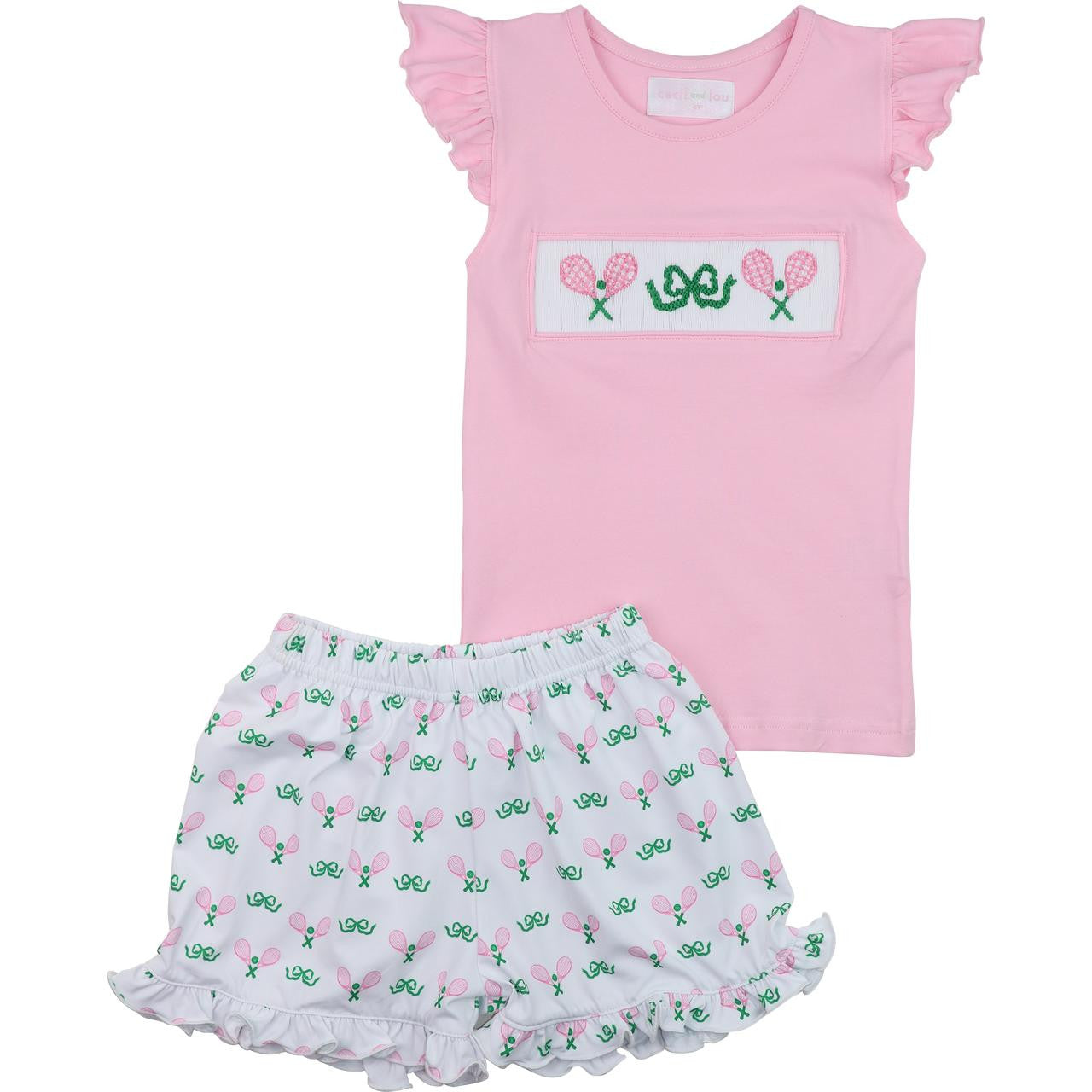 Pink And Green Smocked Tennis Short Set   Smocked Threads