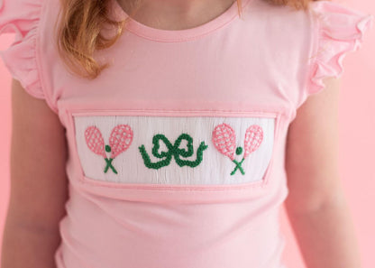 Pink And Green Smocked Tennis Short Set   Smocked Threads