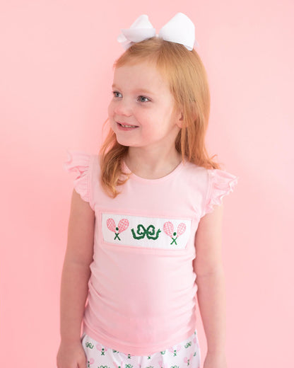 Pink And Green Smocked Tennis Short Set   Smocked Threads