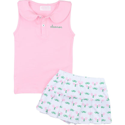 Pink And Green Tennis Skirt Set   Monogram