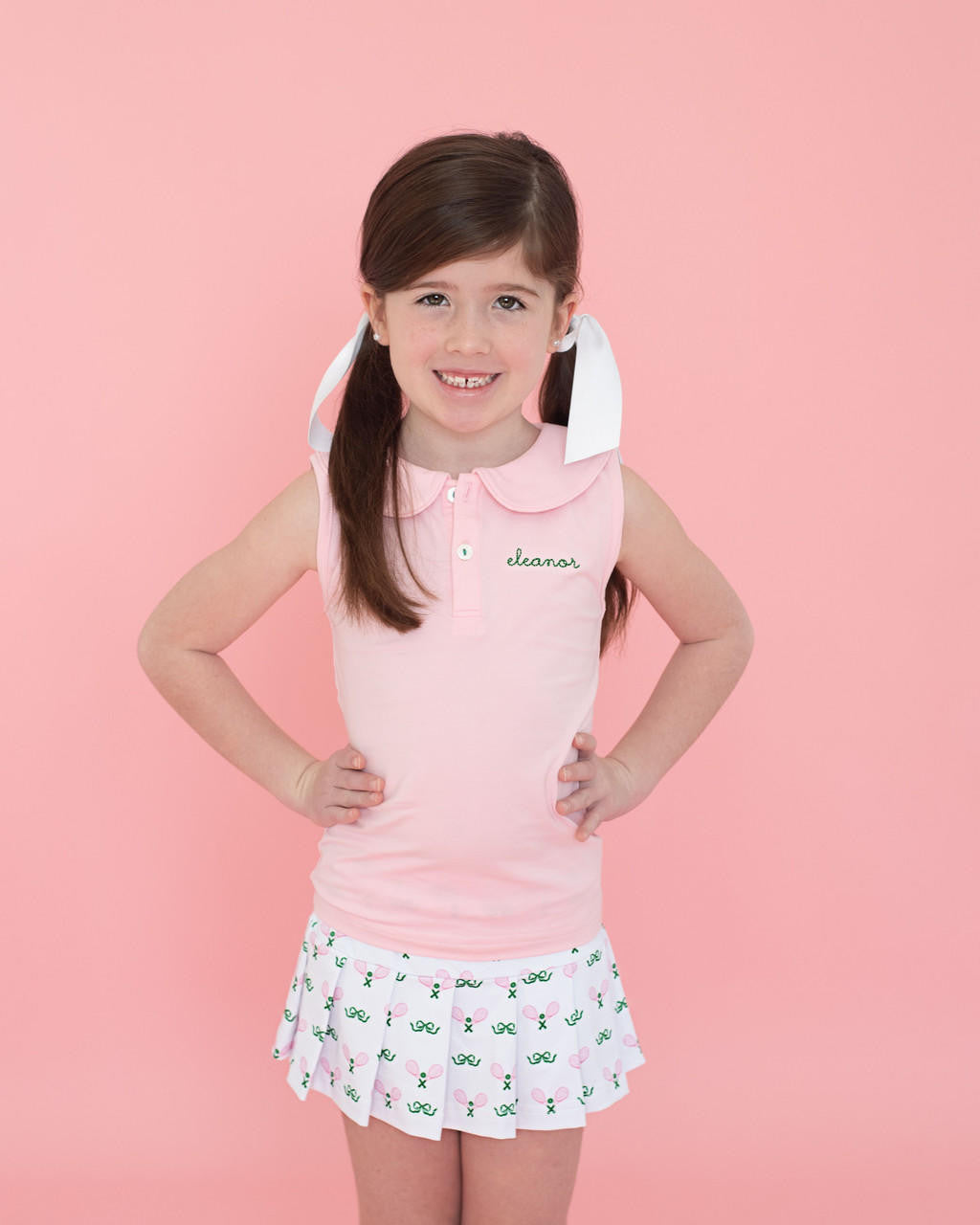 Pink And Green Tennis Skirt Set   Monogram