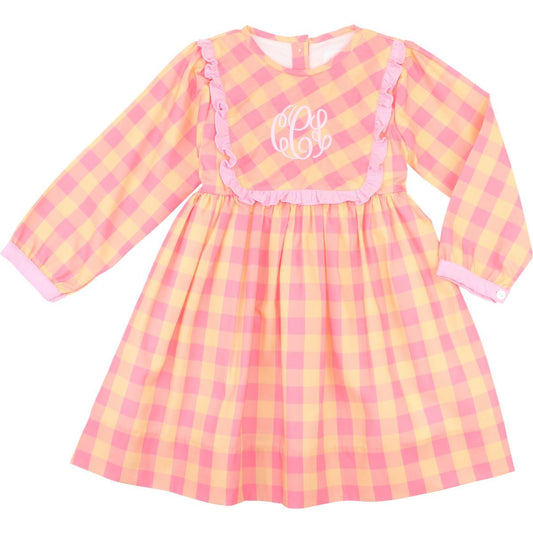 Pink And Orange Check Dress  Smocked Threads