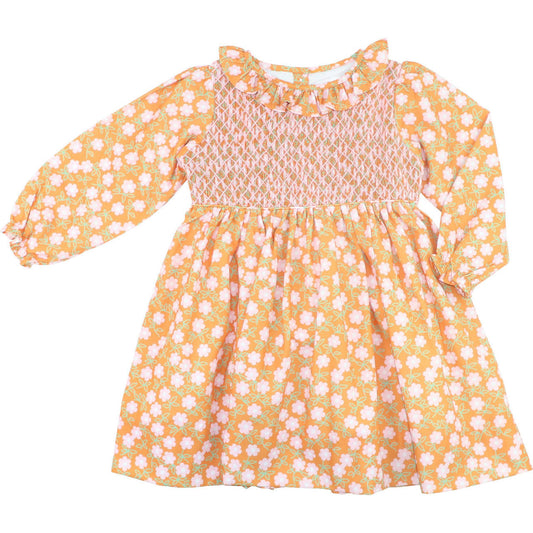 Pink And Orange Floral Smocked Dress  Eliza James Kids