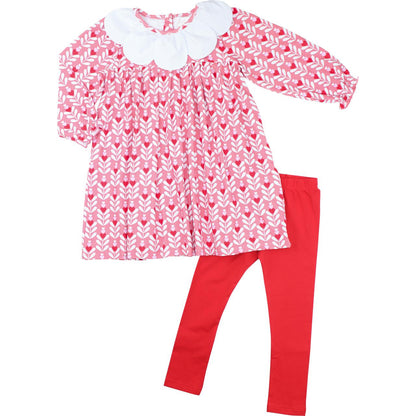 Pink And Red Petal Heart Legging Set