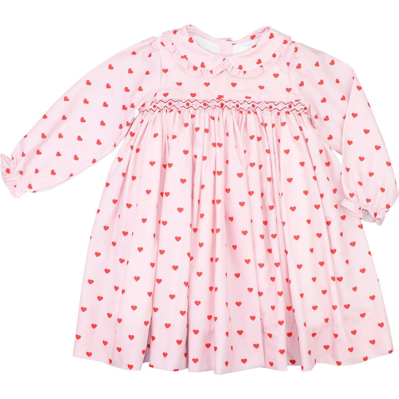 Pink And Red Smocked Hearts Dress